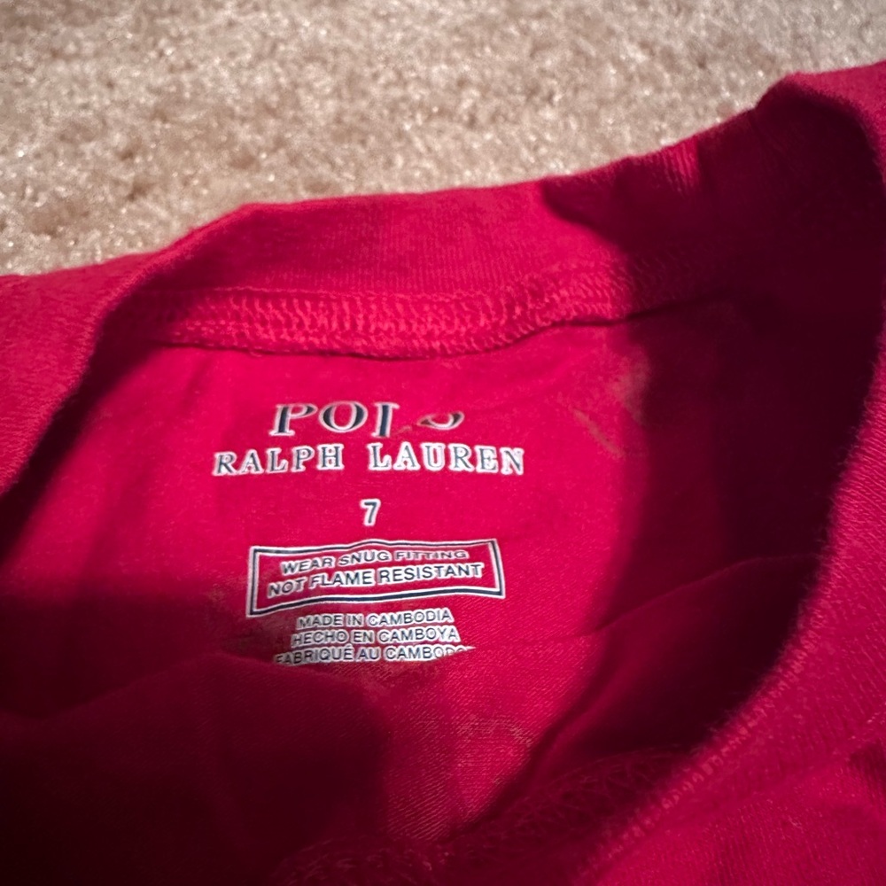 Ralph Lauren Red Kids Pajama Set with Playful Print - Picture 4 of 4